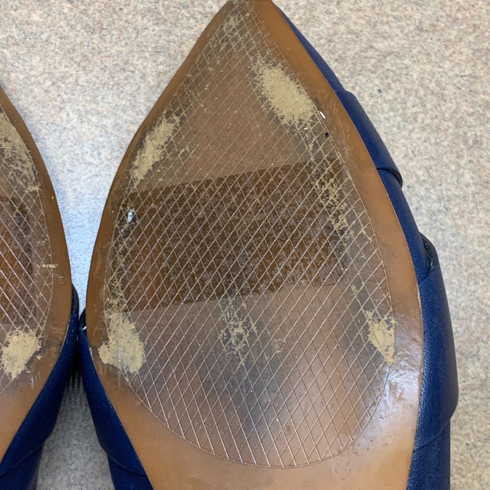 Cole Haan Camila Navy Blue Shoes SZ 8 B Woven Pointy Toe Leather Flat Loafers
