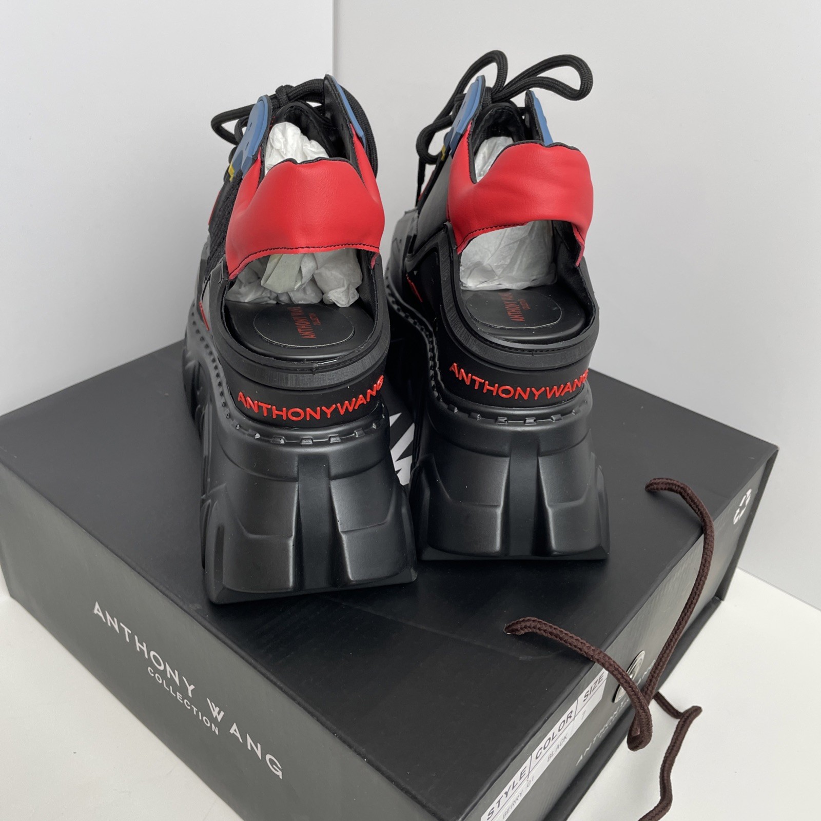 Anthony Wang Gooseberry 01 Gundam Wing Black Platform Wedge Sneakers US W 10