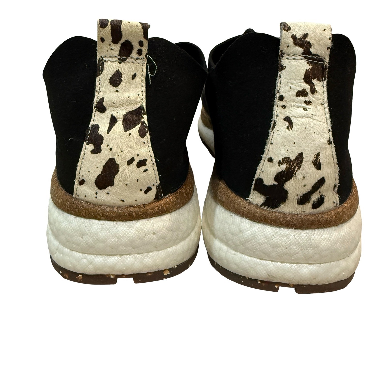 OTBT Alstead Perferated Black Textile Calf Hair Cow Print Sneakers Womens 9M