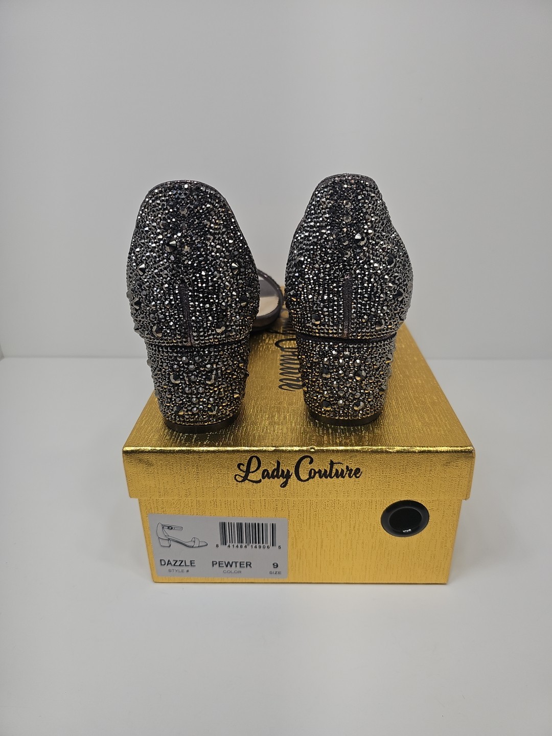 Ninety Union Lady Couture Dazzle 2 Inch Block Heel Rhinestone Sandal, Pewter, 9