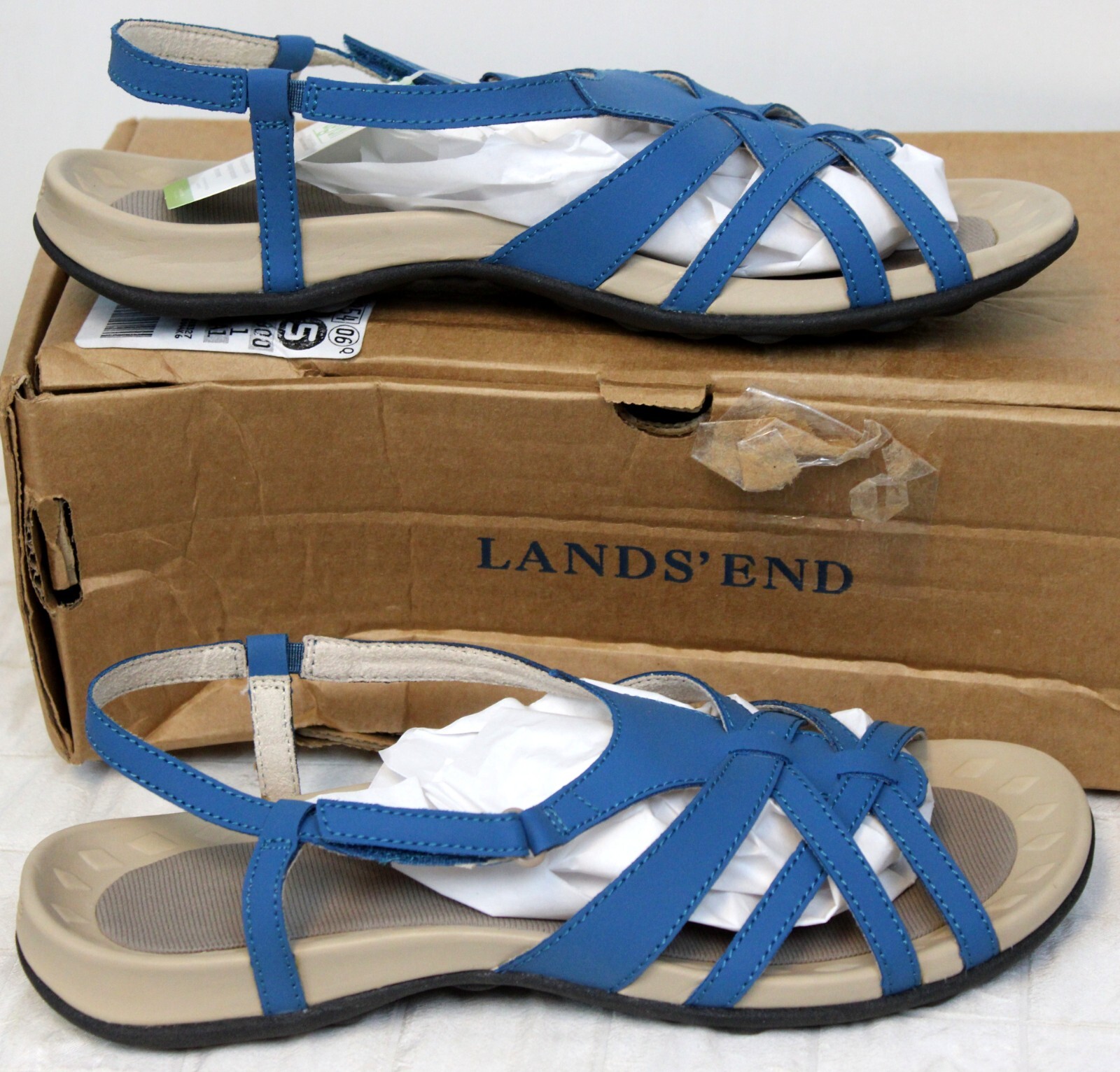 Land’s End Sandals Agion sz 8B Terrain Deep Sea Mist Blue Women Summer Beach