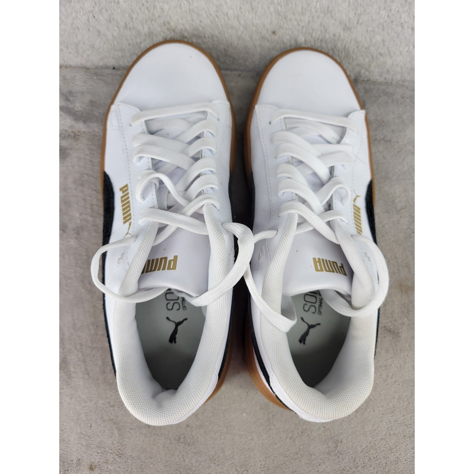 Puma Smash 3.0 Platform Womens 8.5 White Black Gold Gum Sneakers 395318-07