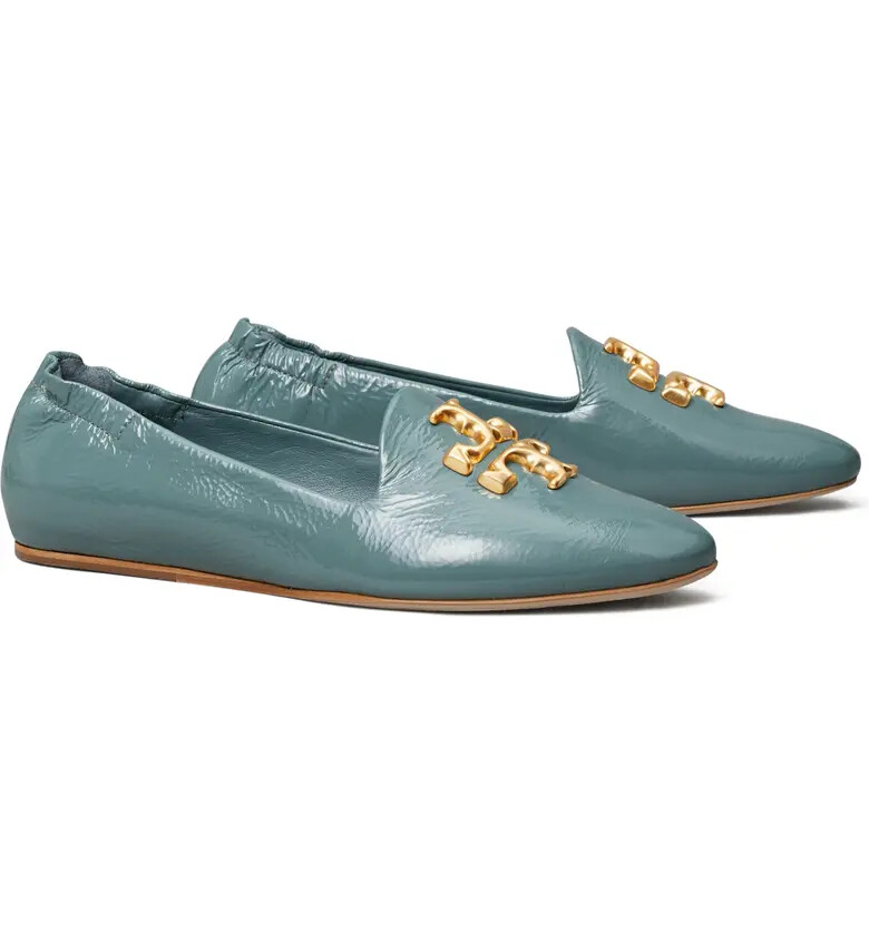 NIB Tory Burch Eleanor Leather Loafer Arctic BLUE US 7.5 8 8.5 9 9.5 AUTHENTIC
