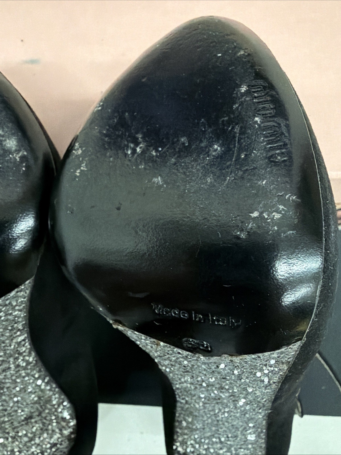 Miu Miu Black Suede Glitter Sole Mary Jane Heels, Size 36 With Box