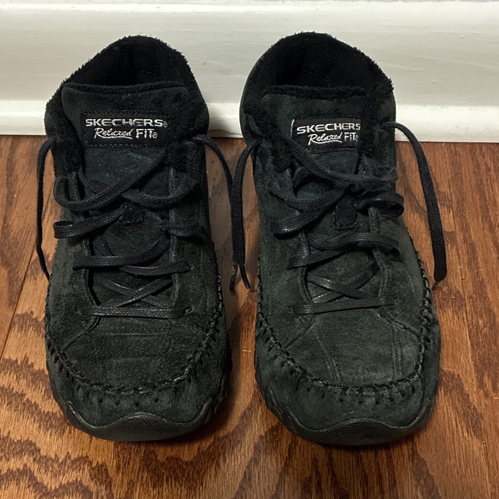 SKECHERS Relaxed Fit Chukka Shoes Black Faux Fur Lined Memory Foam Lace Up 6