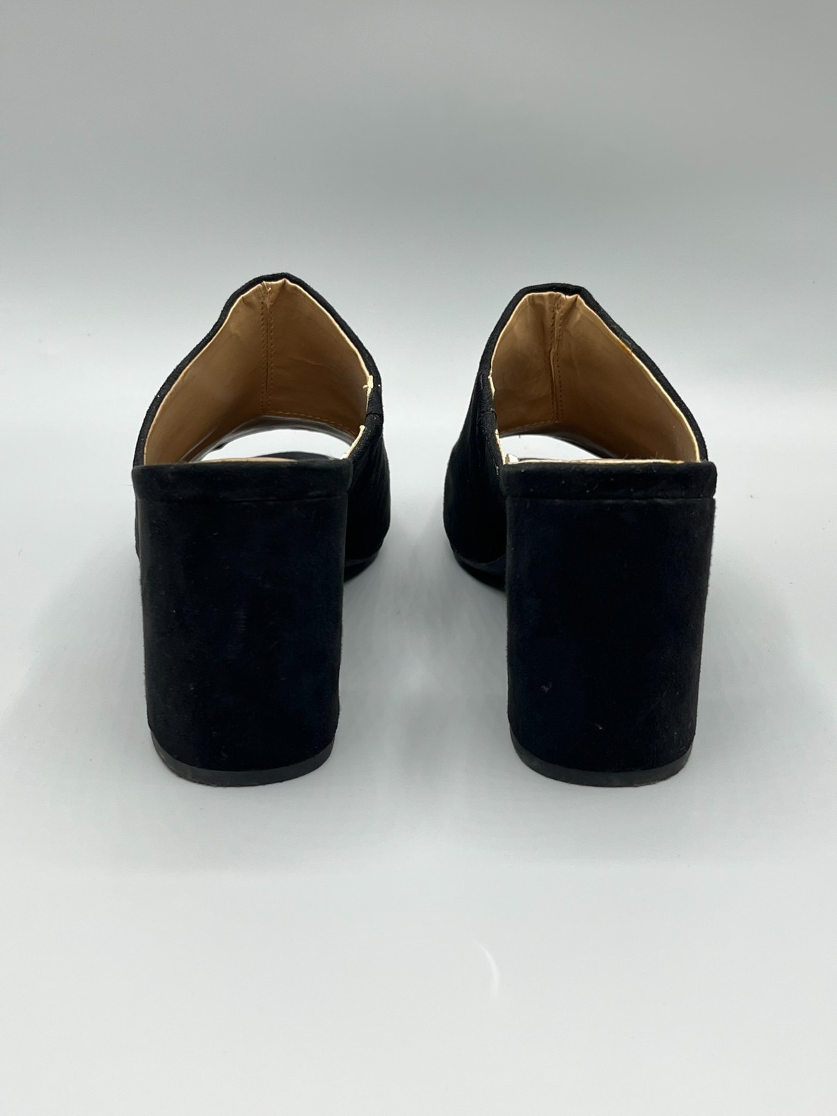 A New Day Black Mule Heels Womens Size 8 Slide 3.5in Heels Faux Suede Slip On