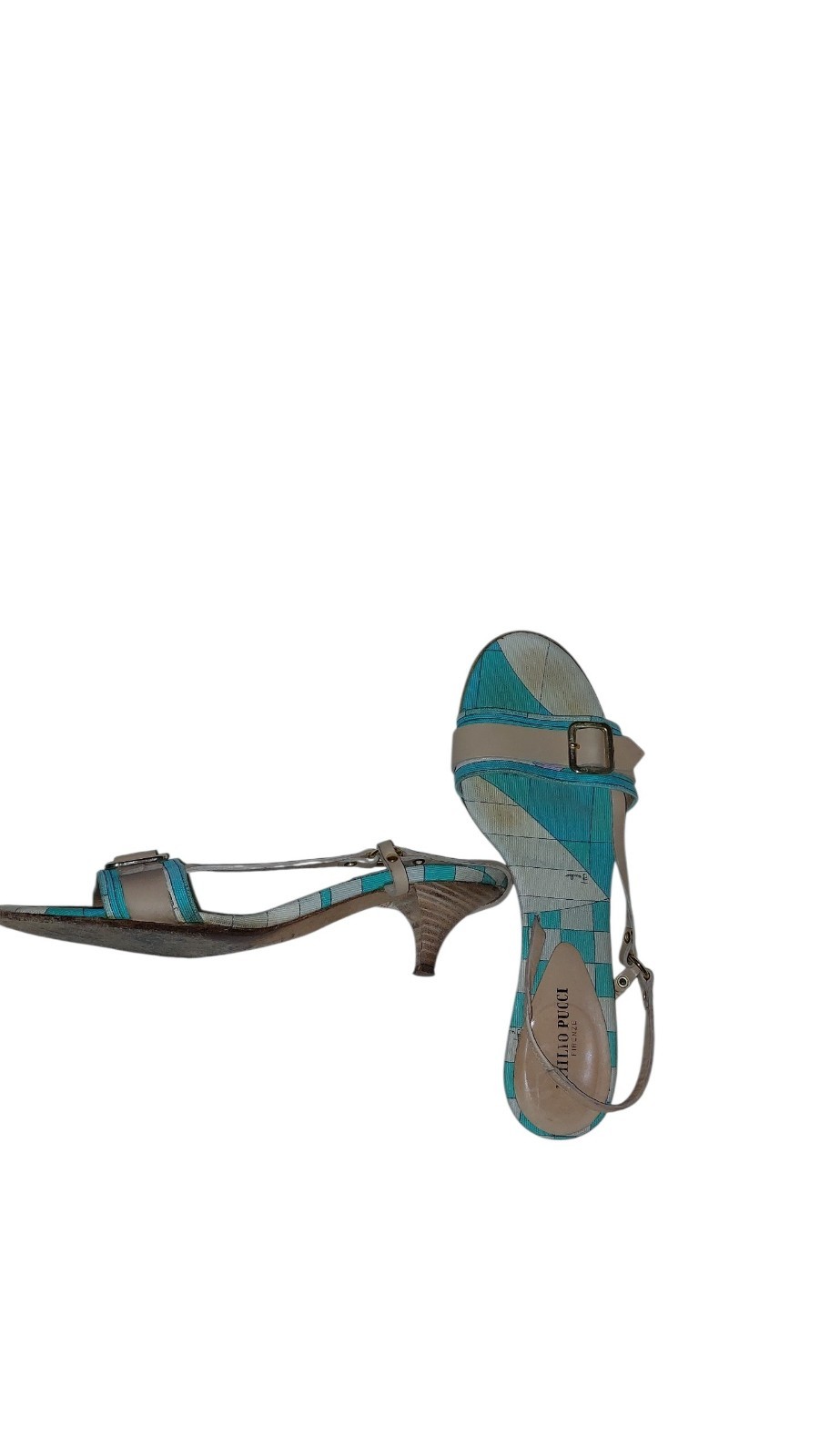 Emilio Pucci Classic Kitten heels blue Ankle wrap/Gladiator style EU36, US 5.5