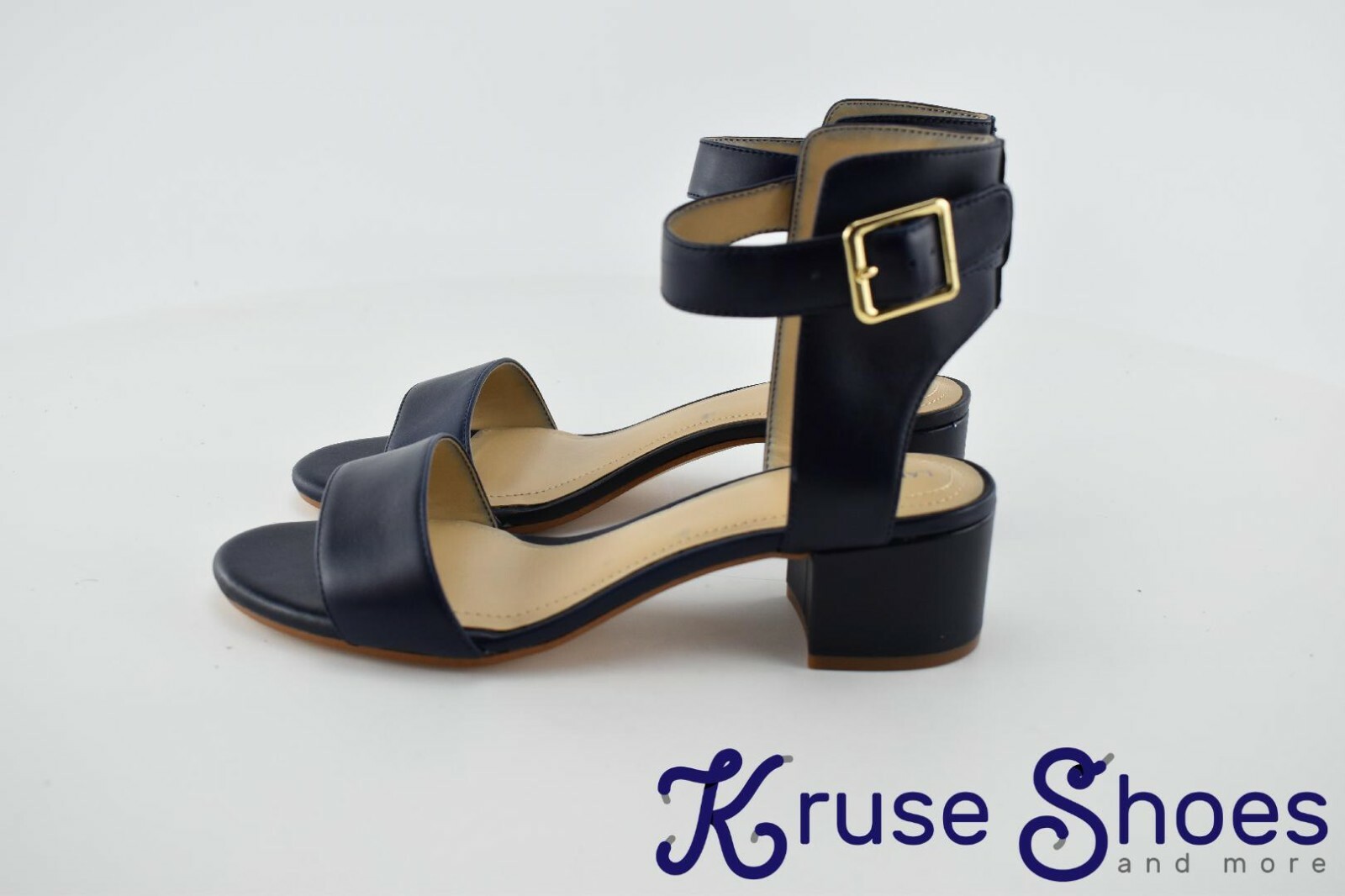 LAND’S END Womens High Ankle Strap Heel Sandals Deep Sea Size 6W