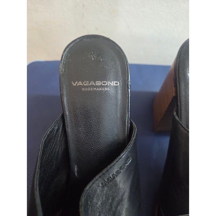 Vagabond Women «Piper» Black 100% Leather 3″ Inch Mule Shoes size EU 40/US 9