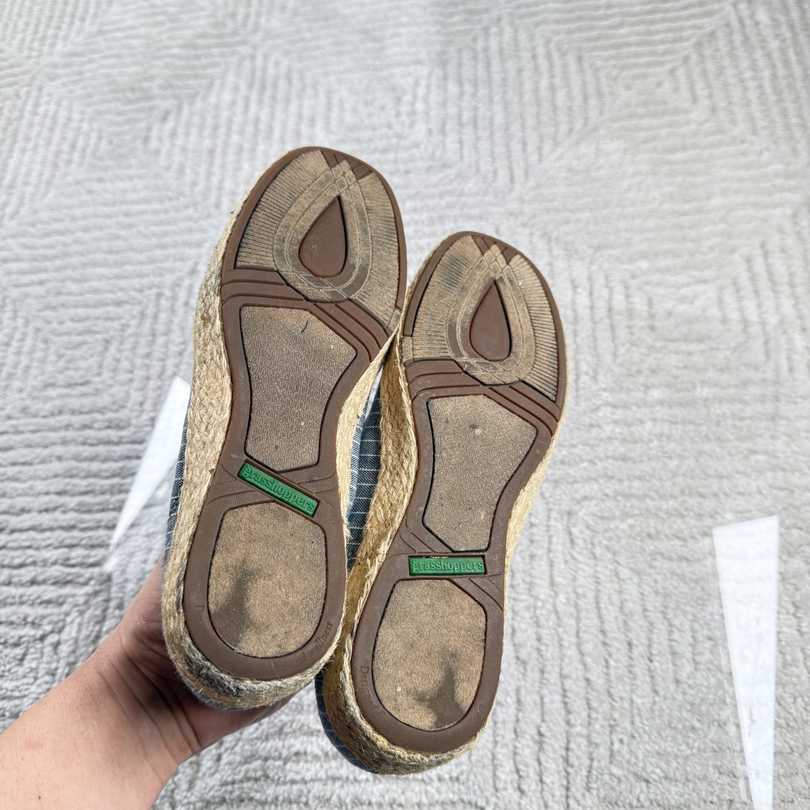 Grasshoppers Espadrille Flats Womens 6 Striped Canvas Ortholite Summer SlipOn