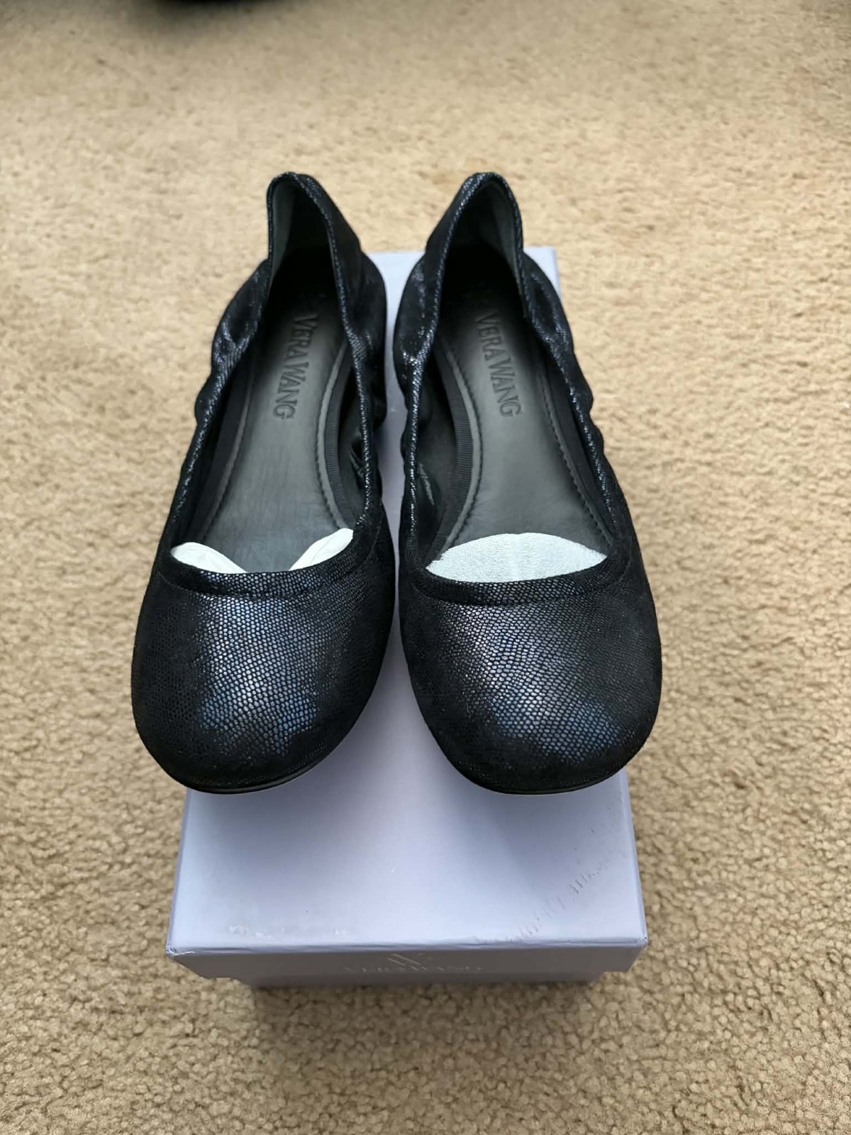 Vera Wang Lavender Lillian Ballet Flats Leather Navy Blue US 8.5 M