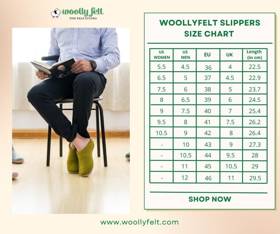 WoollyFelt Handmade Wool Slippers with Leather Sole – Eco-Friendly, Durable