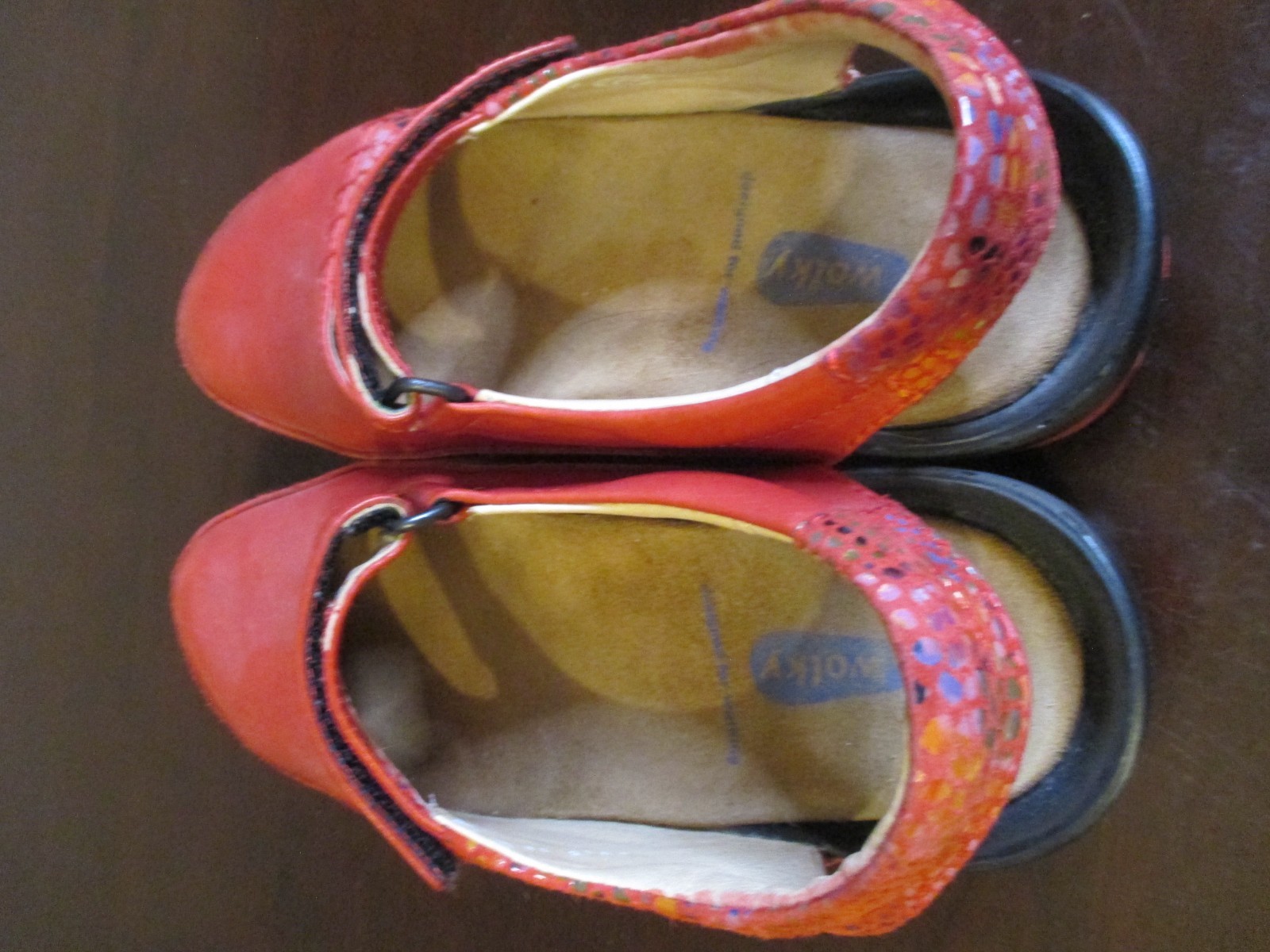 Wolky Red Leather Mary Jane Comfort Shoes Hook Loop Strap Women US 7 EU 38