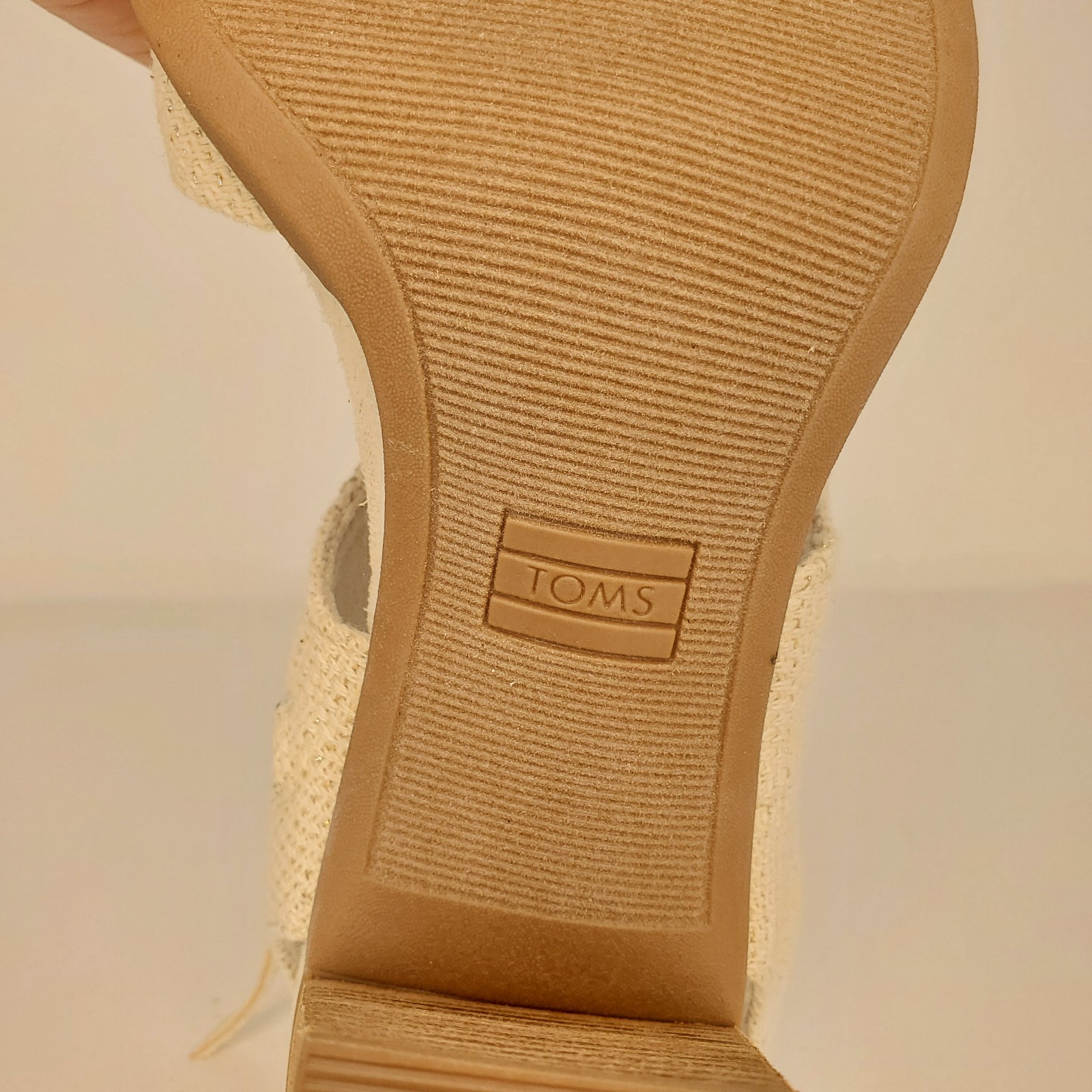 TOMS Majorca Womens Sandal Sz 7.5 White Slingback Side Zip Closed Toe Block Heel