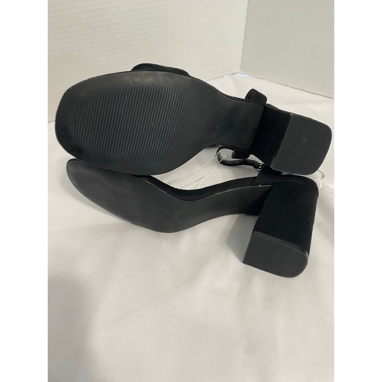 Steve Madden Glamorous Sandals Womens 9 Black Excellent Block Heel GLAM03S1