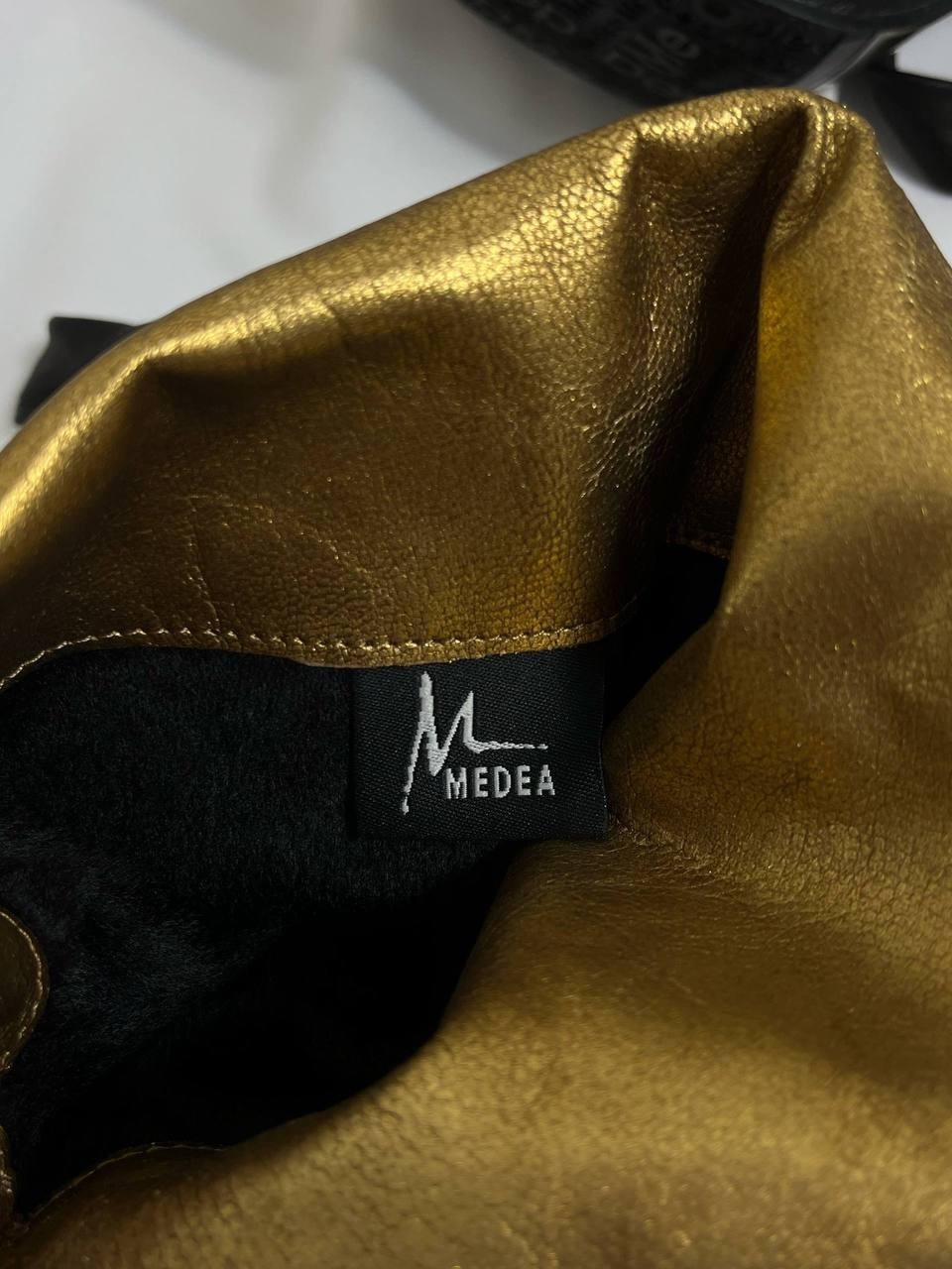 Very Rare MEDEA Futuristic Cyber Gothic Gold Metal Heel Boots Retro Archive y2k
