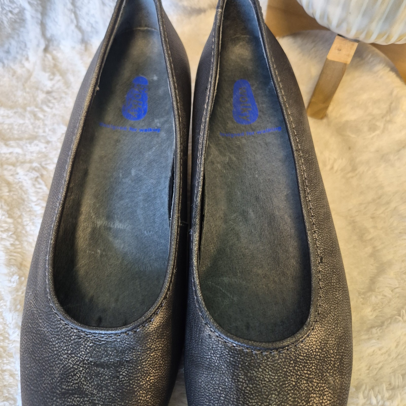 Wolky Valentine Ballet Flats Slip-on Shoes Hidden Wedge Metallic Grey Sz 10.5