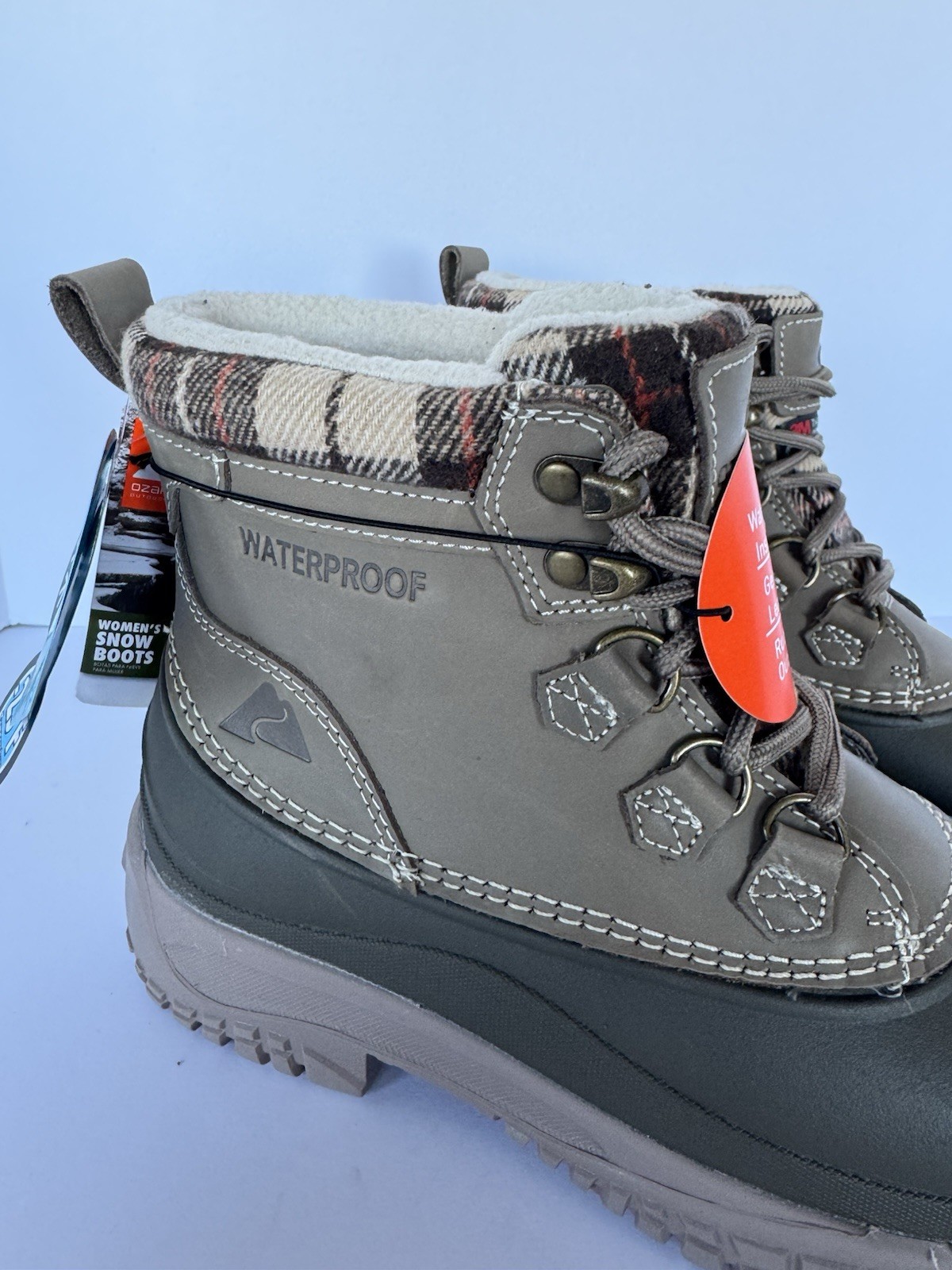 OZARK TRAIL WOMEN’S SNOW BOOTS, 8M, WATERPROOF, 3M THINSULATE, LEATHER, NEW