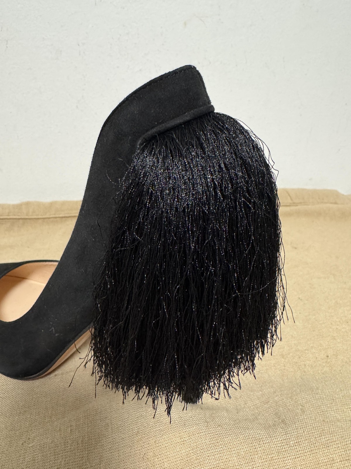 BASCONI Shoes Womens Size EU 39 Black Suede Tassel Pumps Stiletto 2671-13de-1