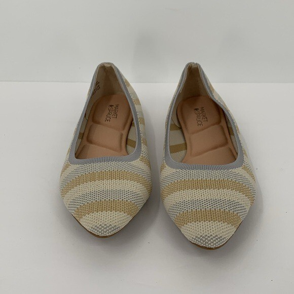 Market & Spruce Keeley woven knit ballet flat stripe stretch shoe tan new 8.5