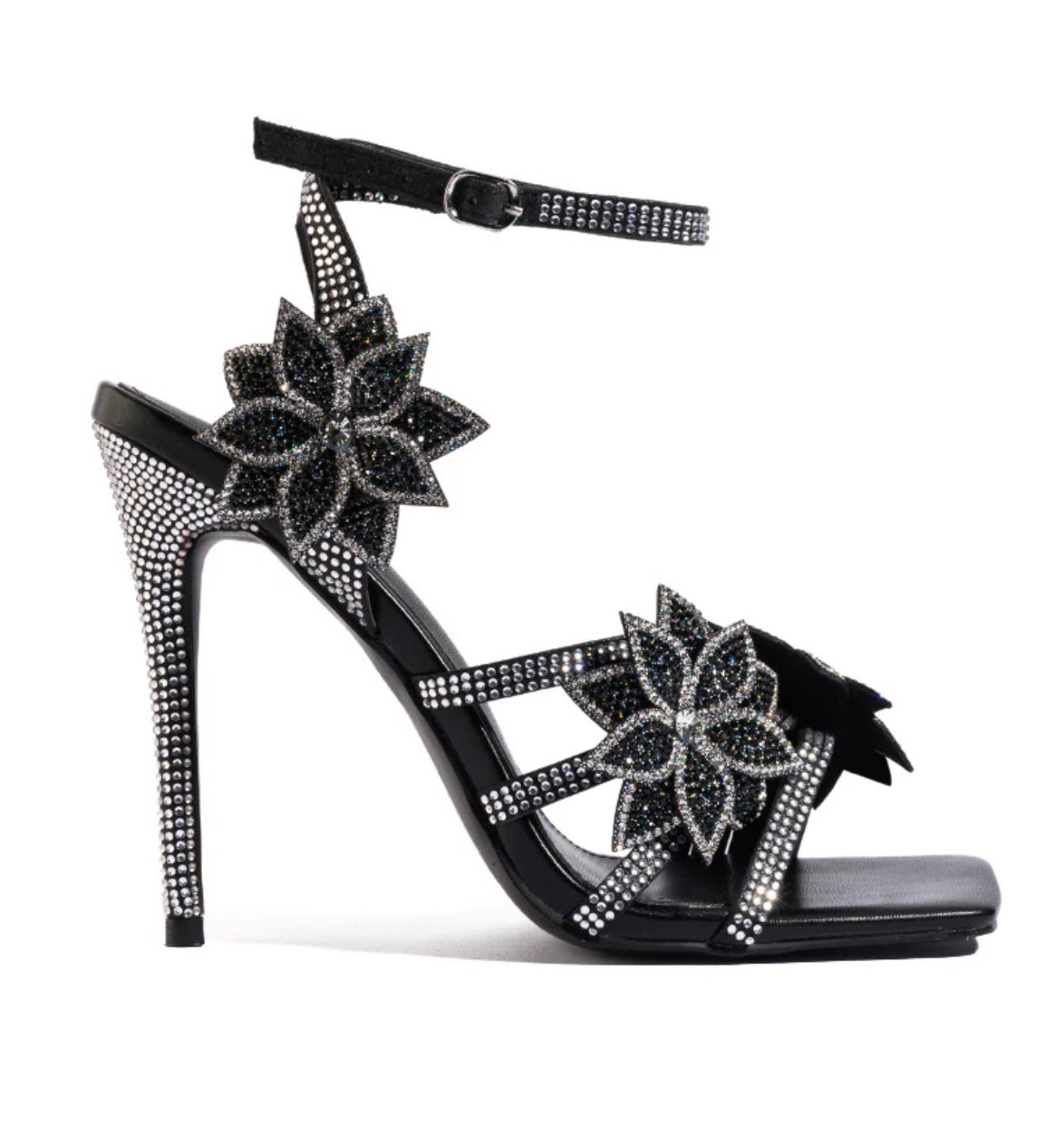 AZALEA WANG DAHLIA EMBELLISHED FLOWER SANDAL BLACK SZ 11 NEW