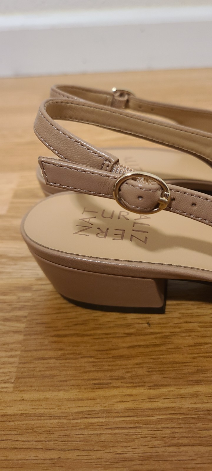 Naturalizer Taupe Black Cap Toe Slingback Flats Leather Women’s 7M EU 37 Box