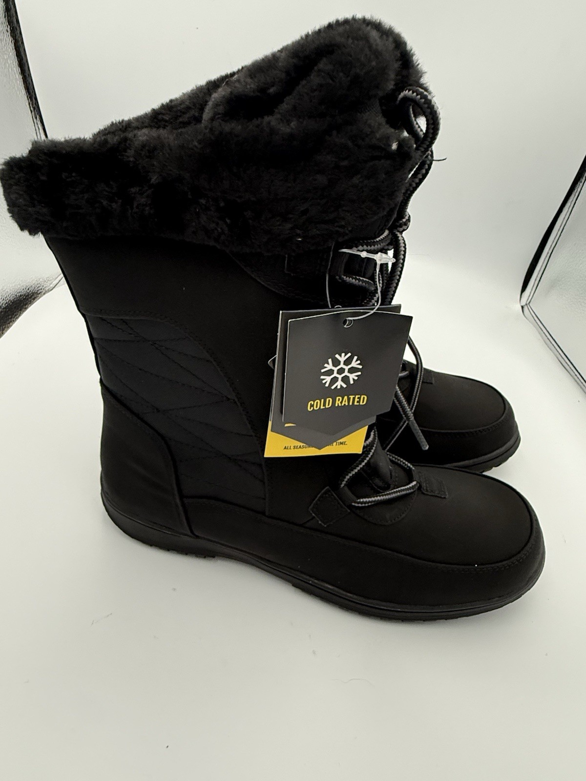 Khombu Whitney Women’s Boots Size 11 Tall Water-Resistant Black Fur New In Box