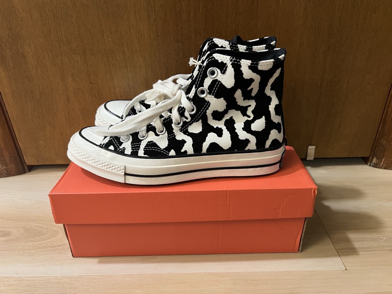 Converse CHUCK Taylor All Star HI A12350C Black Leopard Graphics Mens 6 Womens 8