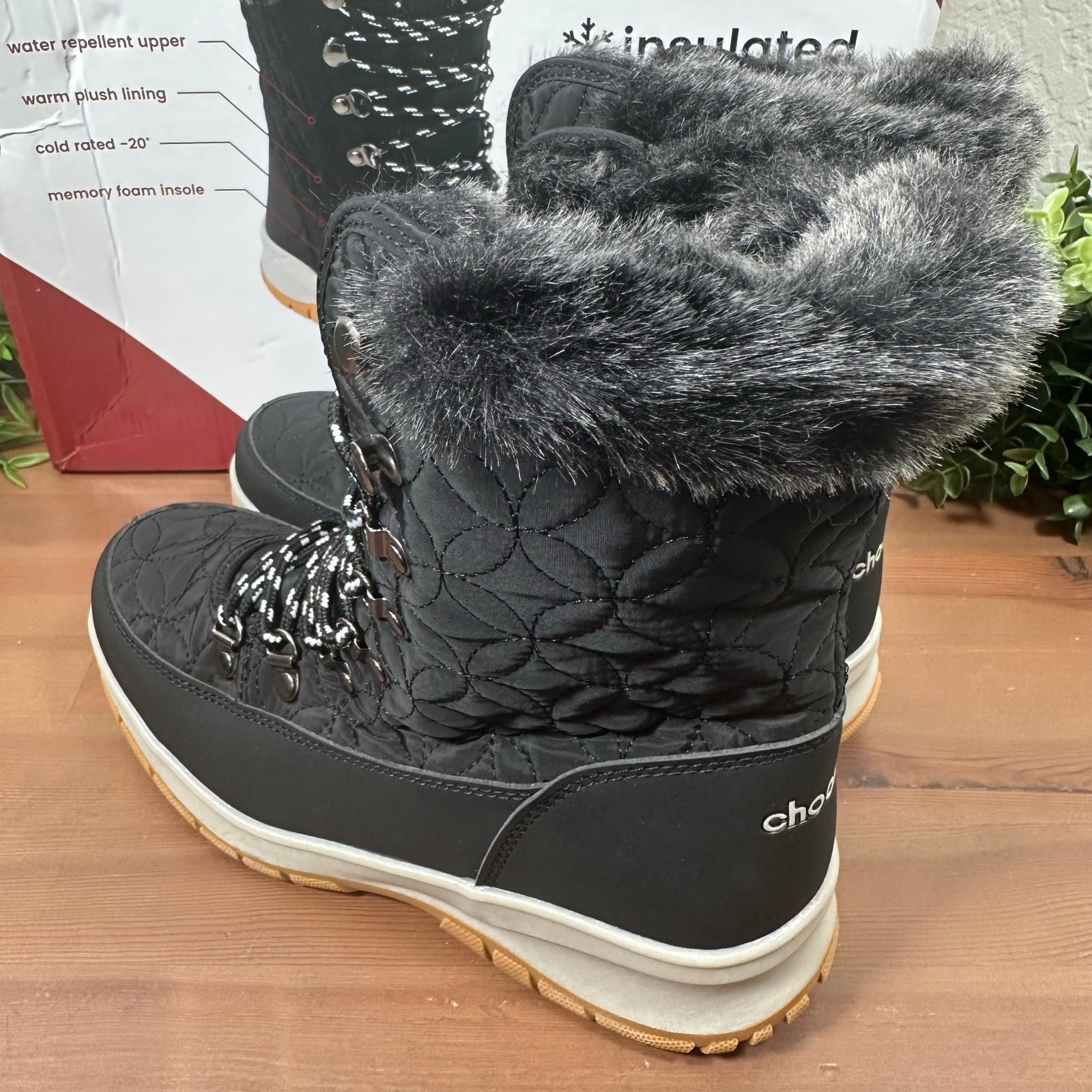 Chooka Women’s Belltown Mid Faux Fur Black Boots Size 10