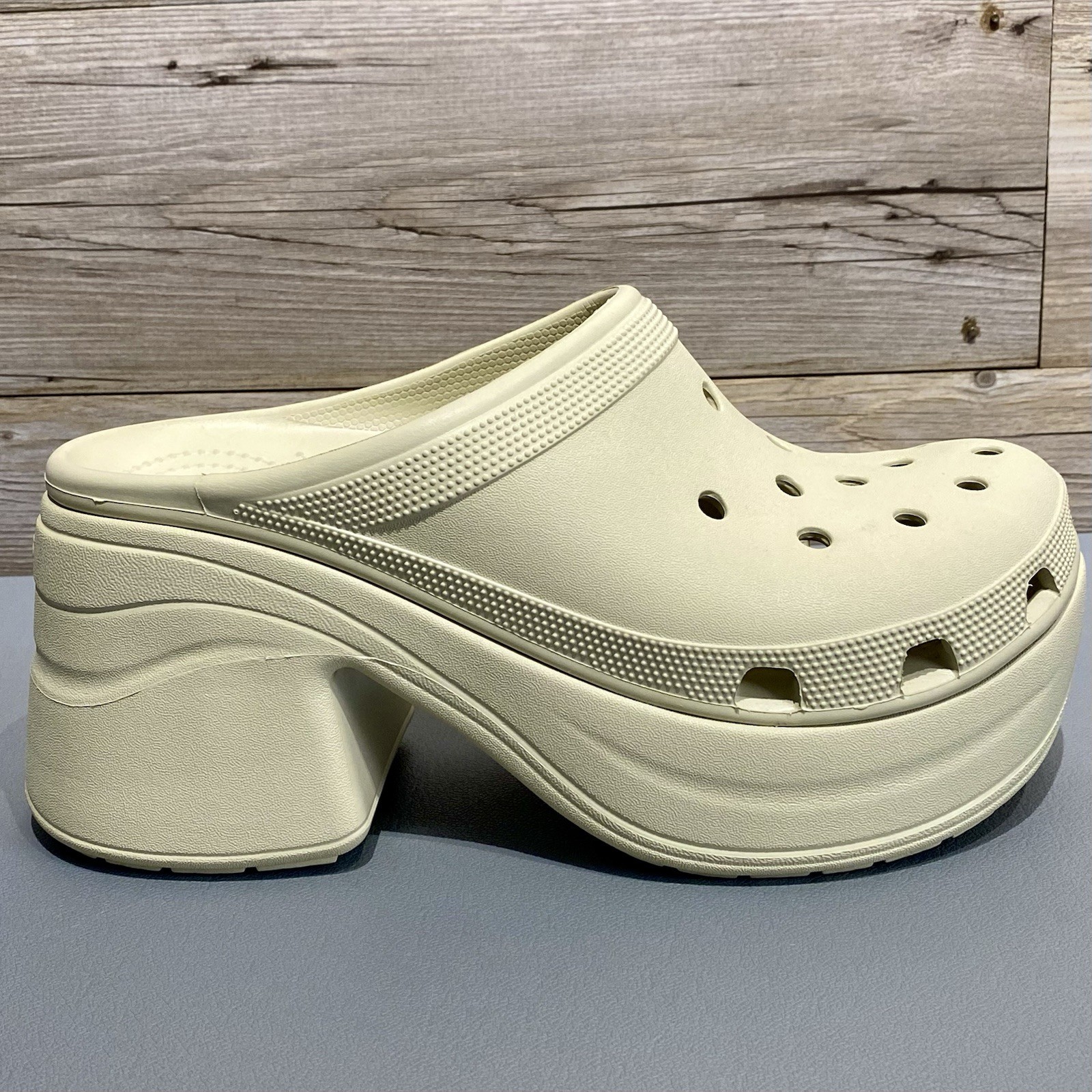 Crocs Siren Platform Heeled Clogs Mules Women’s 11 Men’s 9 Cream Bone Chunky
