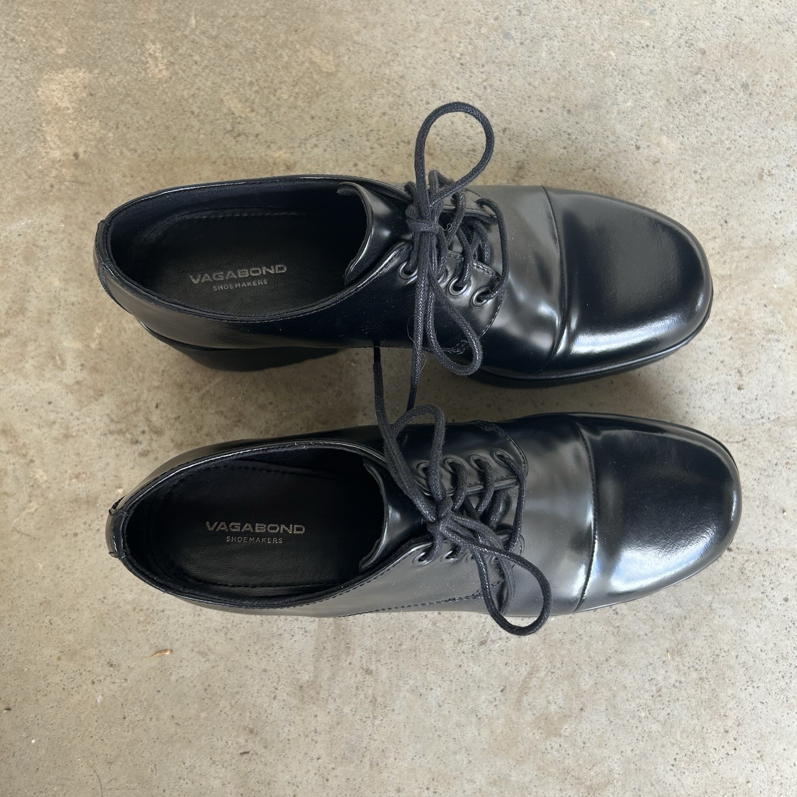 Vagabond Shoemakers Shoe Sz. 40/10 Black Leather Oxfords Lug Platform Academia
