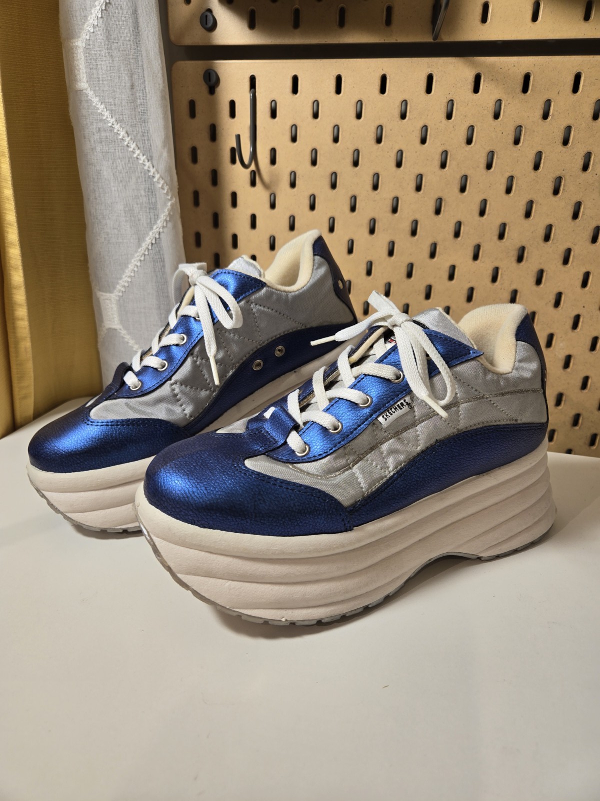Vintage 90s Y2K Skechers Platform Sneakers Blue Sz9 (fits like 8) Bubble Sole