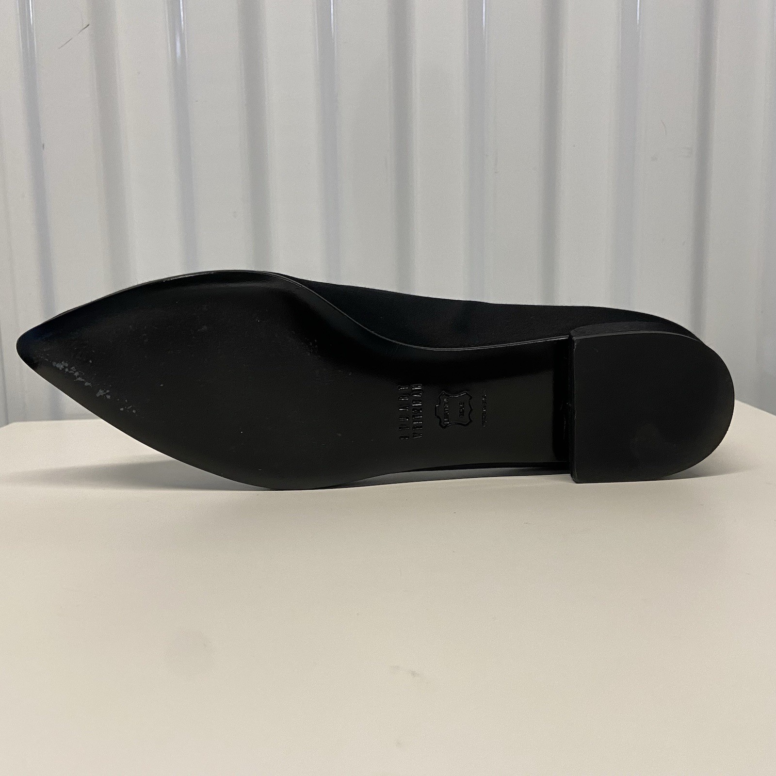 VTG 90s Stuart Weitzman Black Satin Pointed Toe Rhinestone Dress Flats 7 N