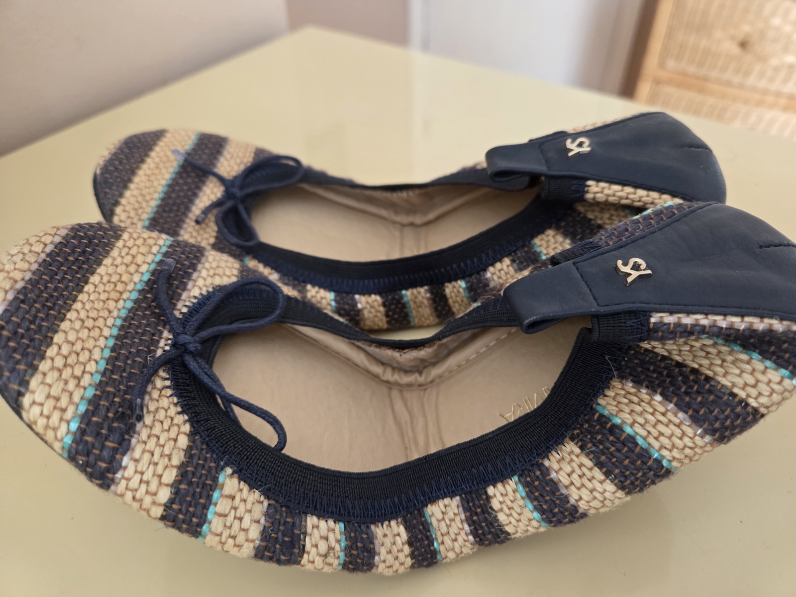 Yosi Samra Ballet Flats Woven Straw Leather | Size 7 | Insole 8.25–8.5”