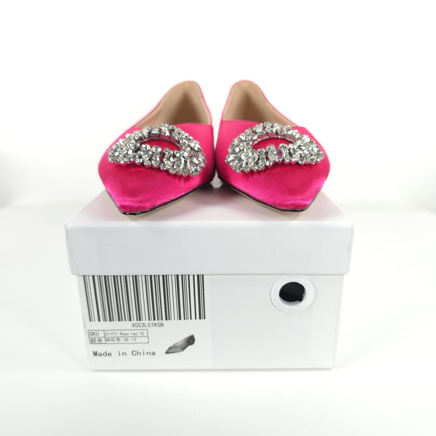 MEILYGRSS NIB High Quality HANDMADE Satin Fuchsia Pink Embellished Flats Size 10