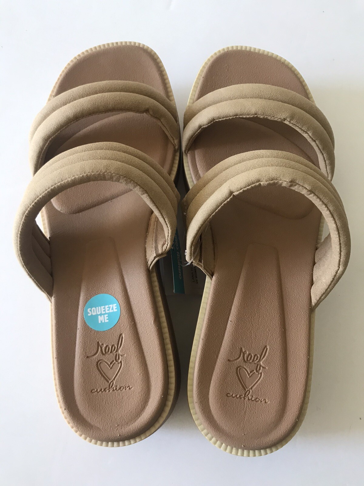 WOMEN’S REEF TAN LANA HI PLATFORM 2 STRAP SLIDE ON BEACH/POOL SANDALS SIZE 9 NWT