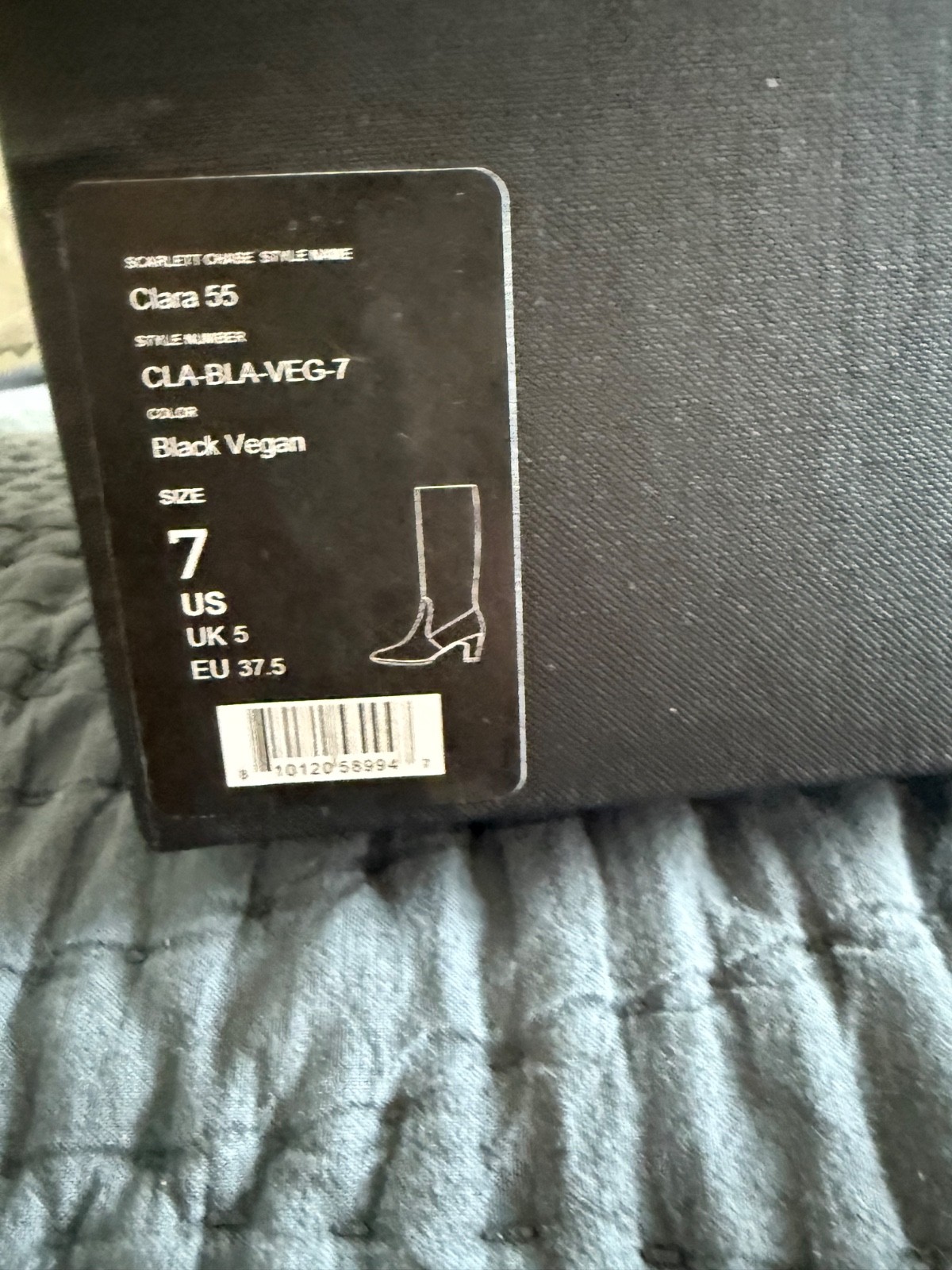 NEW Scarlett Chase Clara 55 Stretch High Boots Onyx Vegan Leather Size 7 Italy