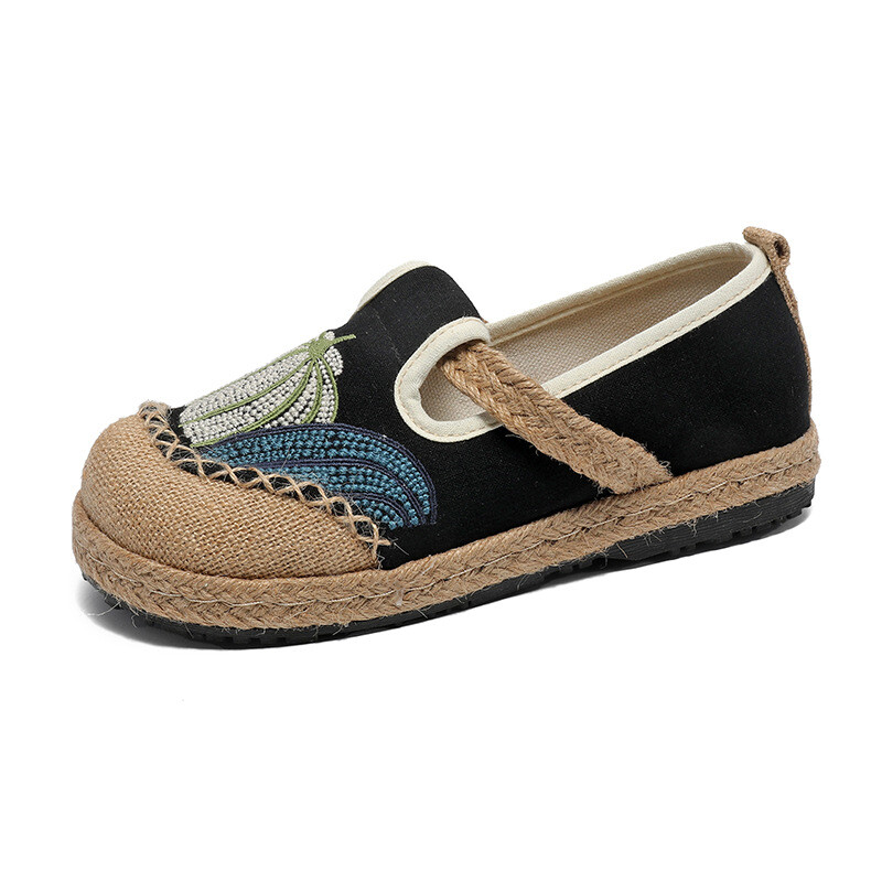 Women Loafers Espadrilles Round Toe Canvas Slip-On Flats Breathable Boat Shoes
