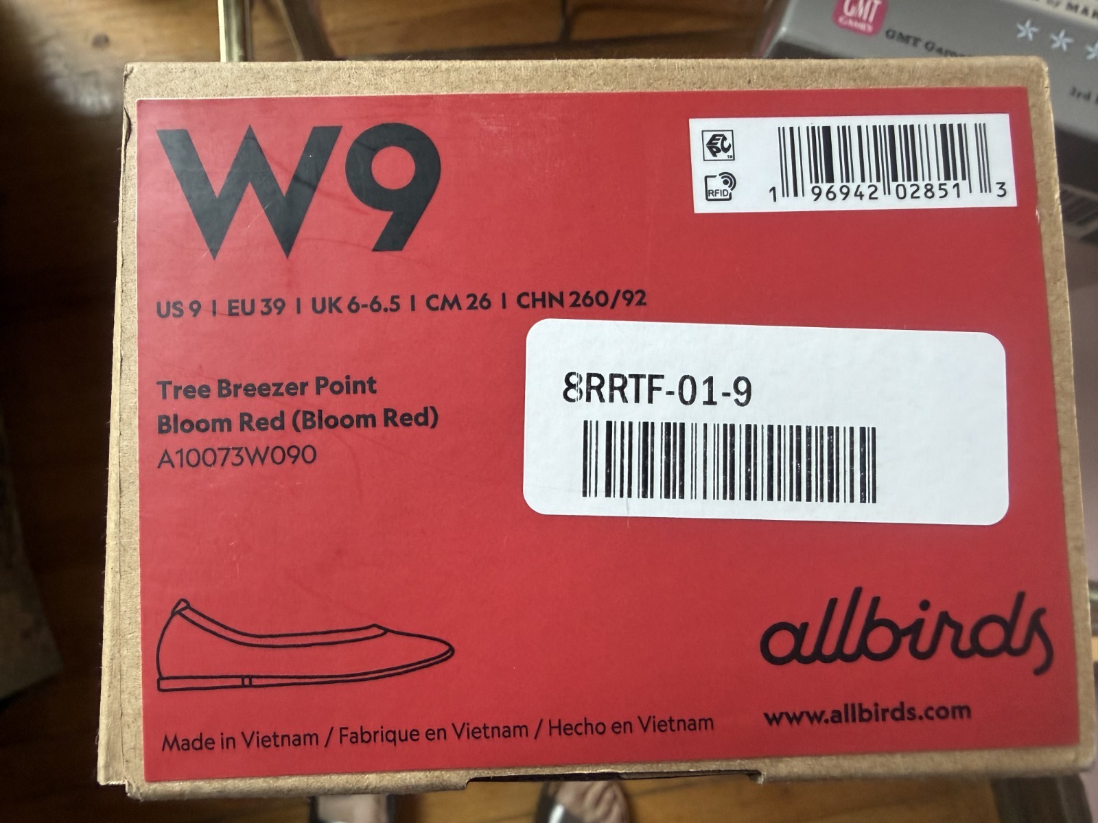 NEW Allbirds Tree Breezers Bloom Red Ballet Flats Women’s Size 9 w/ Box