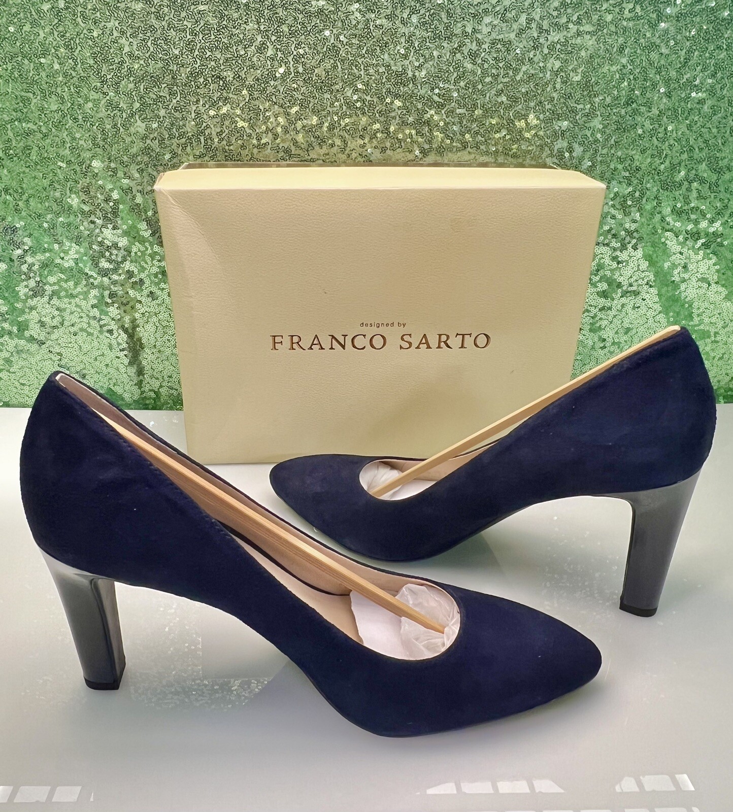 Elegant Twilight Dark Blue Suede «Franco Sarto» High Heel/Pumps Size 9.5M NIB