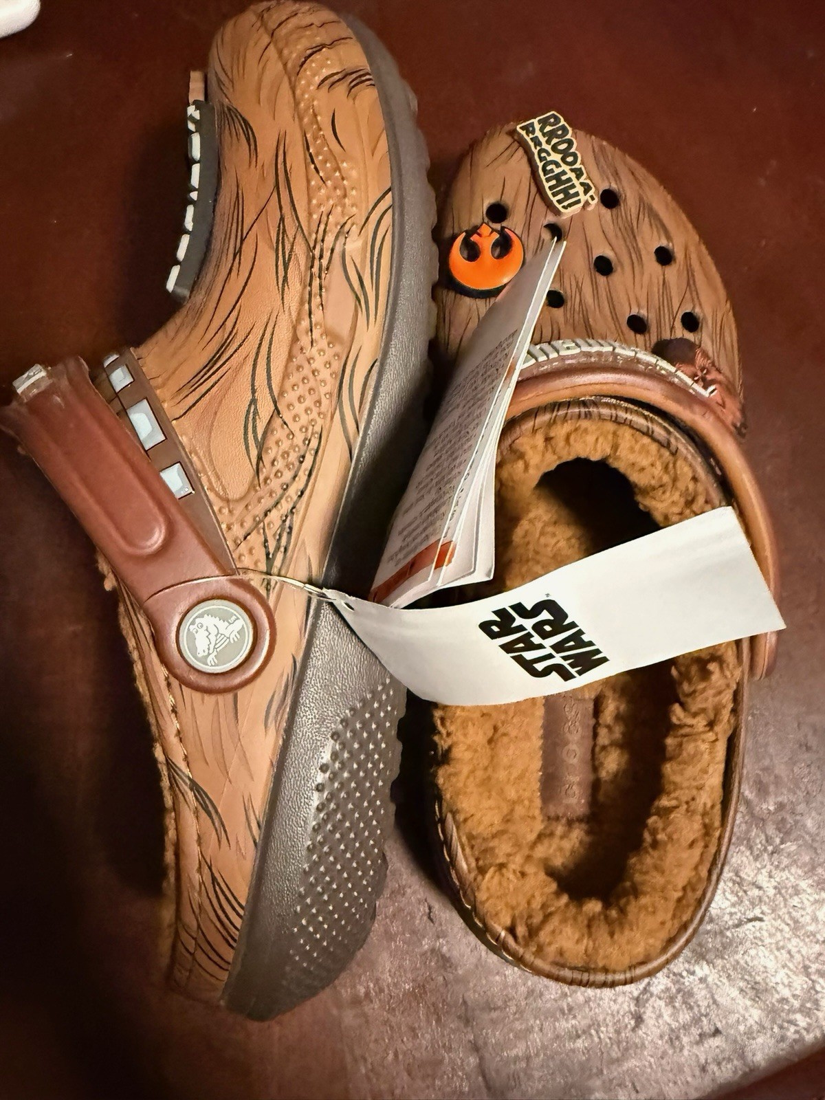 Crocs Star Wars Chewbacca Classic Fur Lined Clogs Espresso Women’s Sz 8 NWT