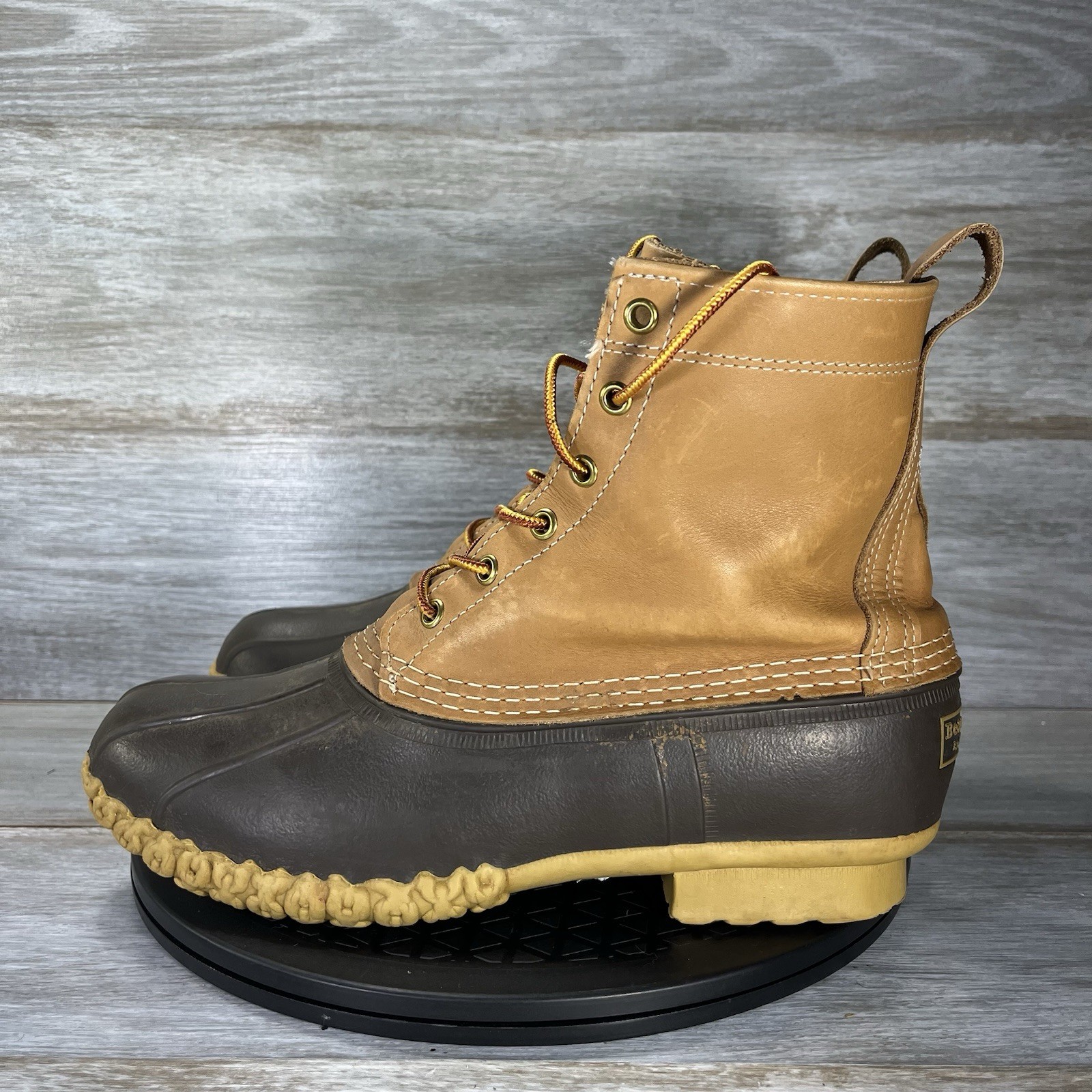 L.L. Bean Women 8″ Waterproof Brown Leather Duck Boots Size 9 Made in Maine USA
