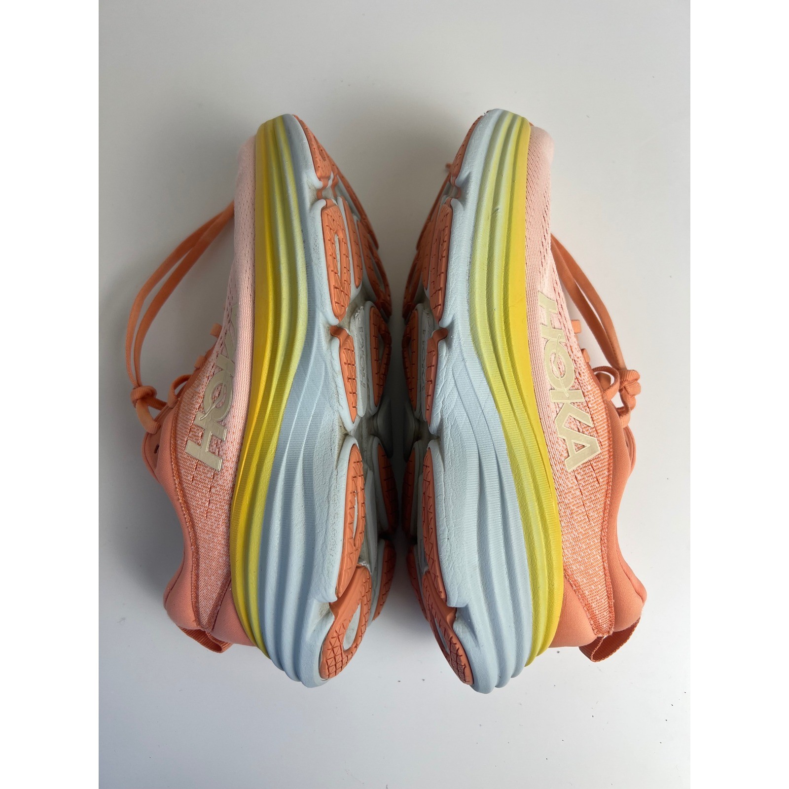 HOKA Bondi 8 US 8B Pink Peach Running Walking Shoes Cushioned Sneakers Athletic