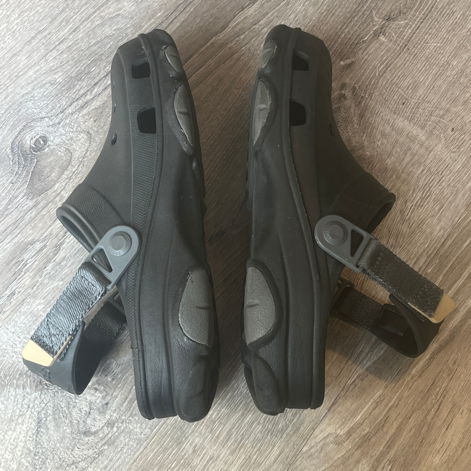 Crocs Classic All Terrain Clogs Adjustable Strap Matte Black Mens 8 Womens 10