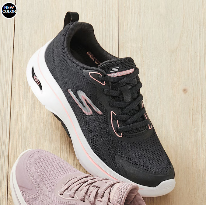 NEW Skechers Women’s Go Walk Arch Fit 2.0 Cassy Shoe Black Pink Medium Size AUTH
