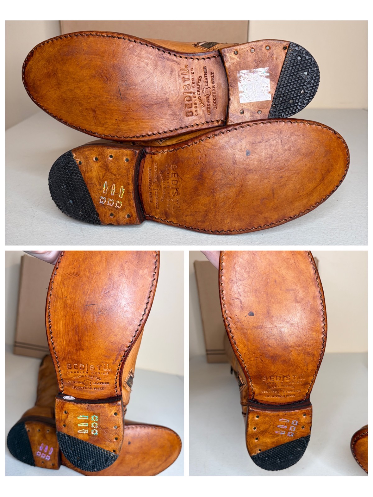 BED STU Tess Tan Distressed Leather Tall Riding Boots BedStu Size 7.5