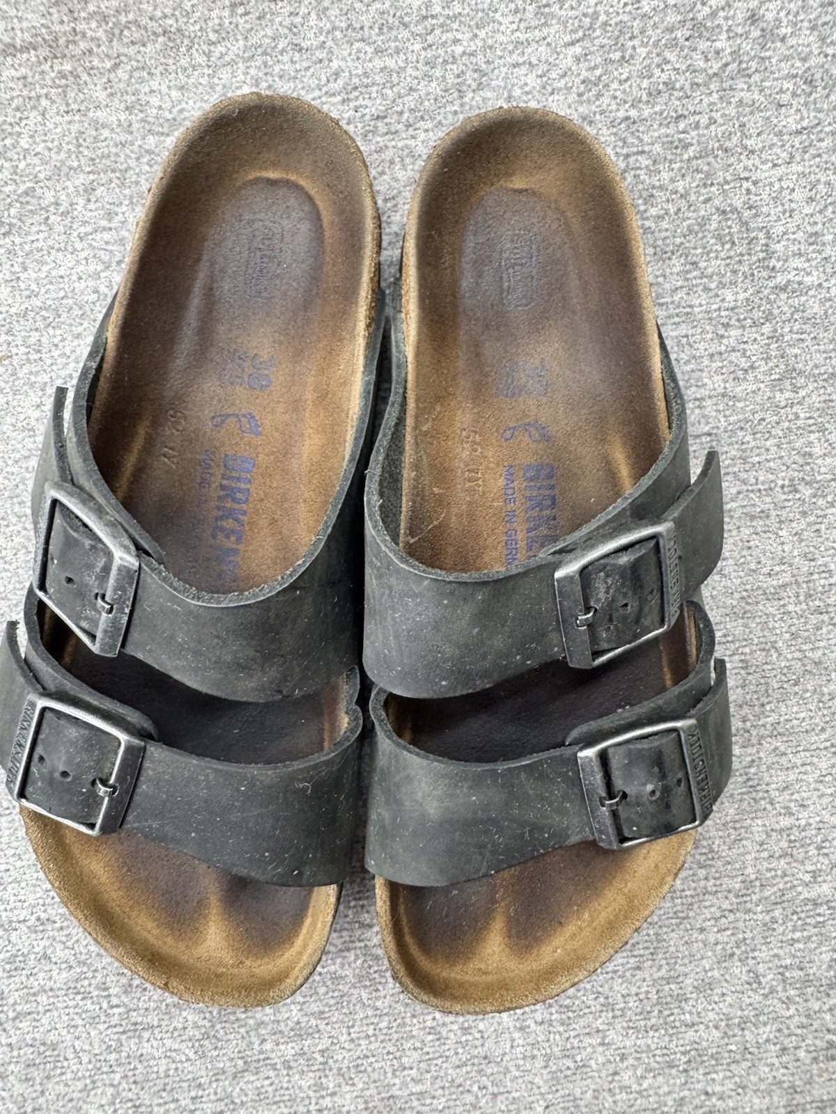 Birkenstock Arizona Soft Footbed Black Suede Leather Sandals 38 Woman’s 8