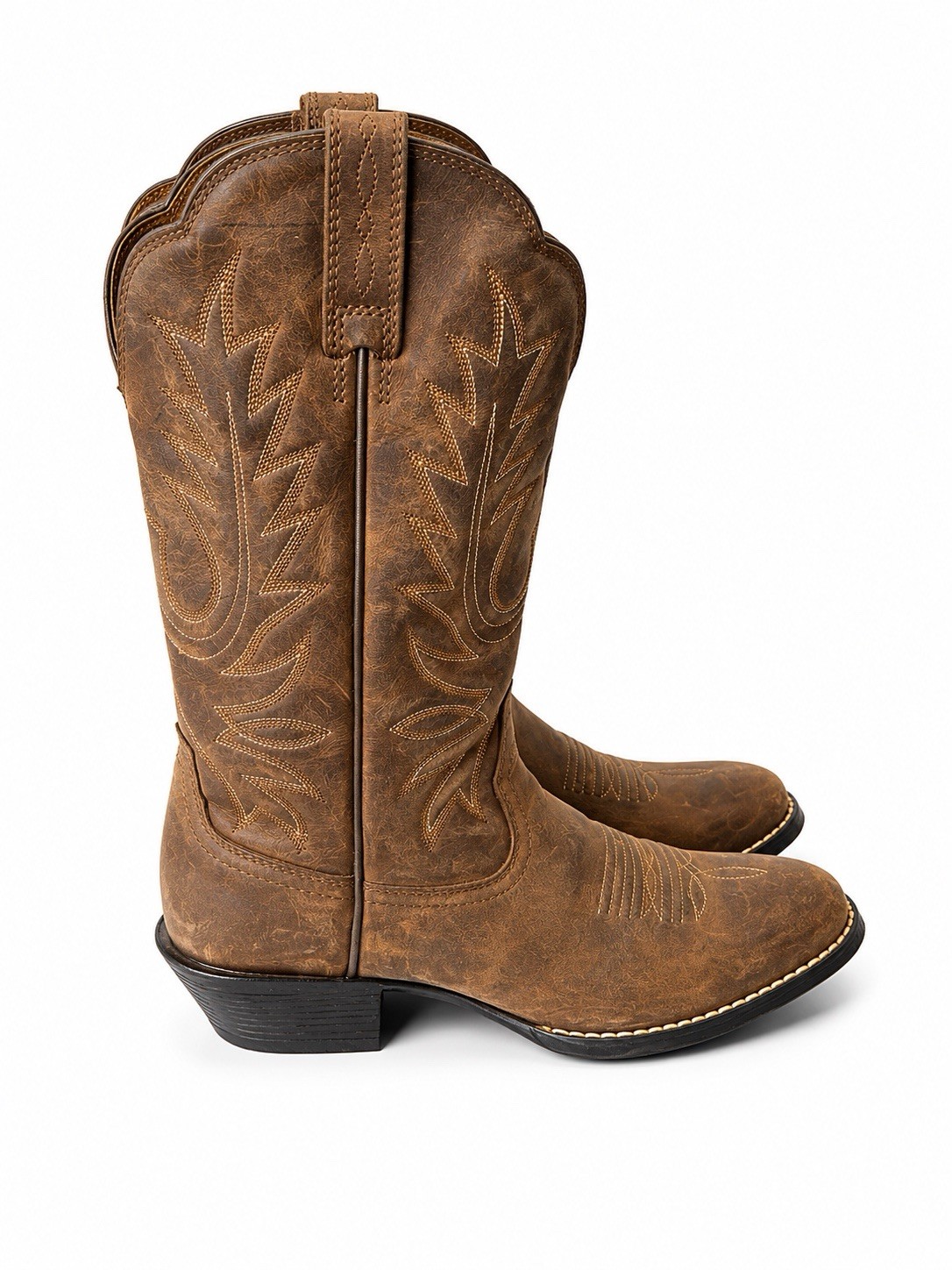 Ariat Heritage R Toe Western Boots Women’s 6B Distressed Brown Leather 10001021