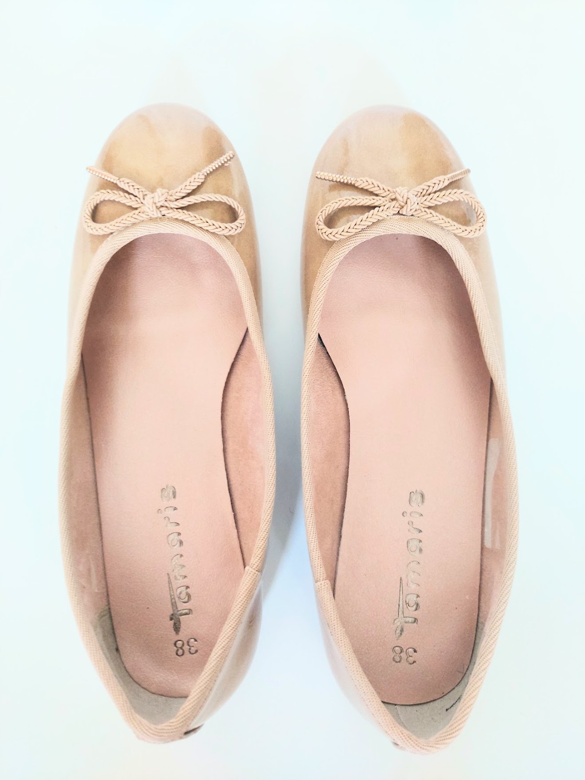 Tamaris Leather Ballet Flats Size US 7.5 EU 38 Tan Made In Germany