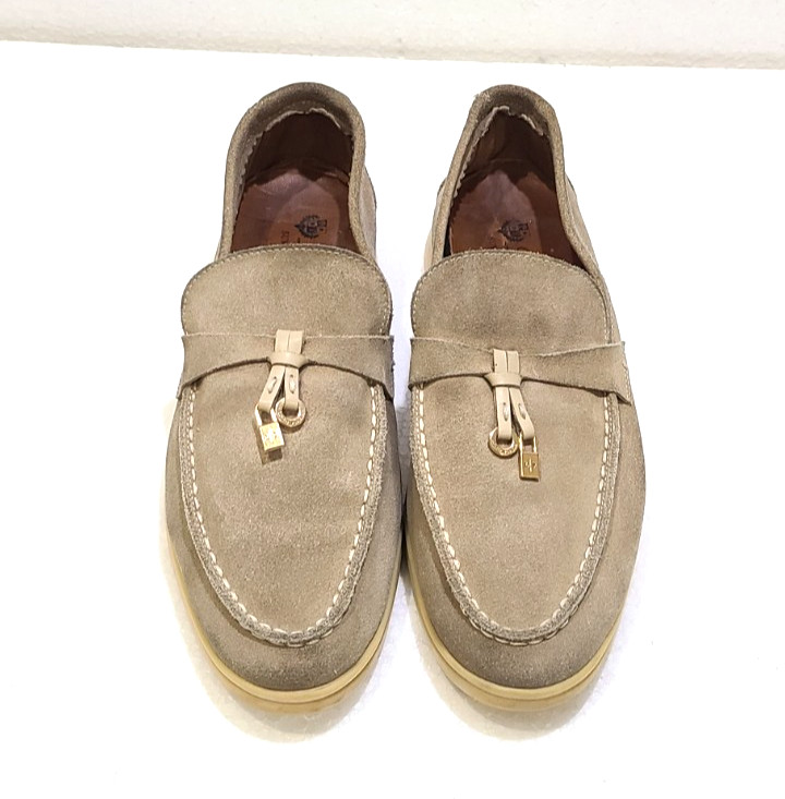 Loro Piana Beige Suede Summer Charms Walk Loafers Size EU 38 US 7.5